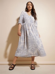 Yours Curve Natural Raglan Prairie Dress - Image 3 of 6