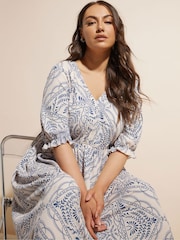 Yours Curve Natural Raglan Prairie Dress - Image 5 of 6