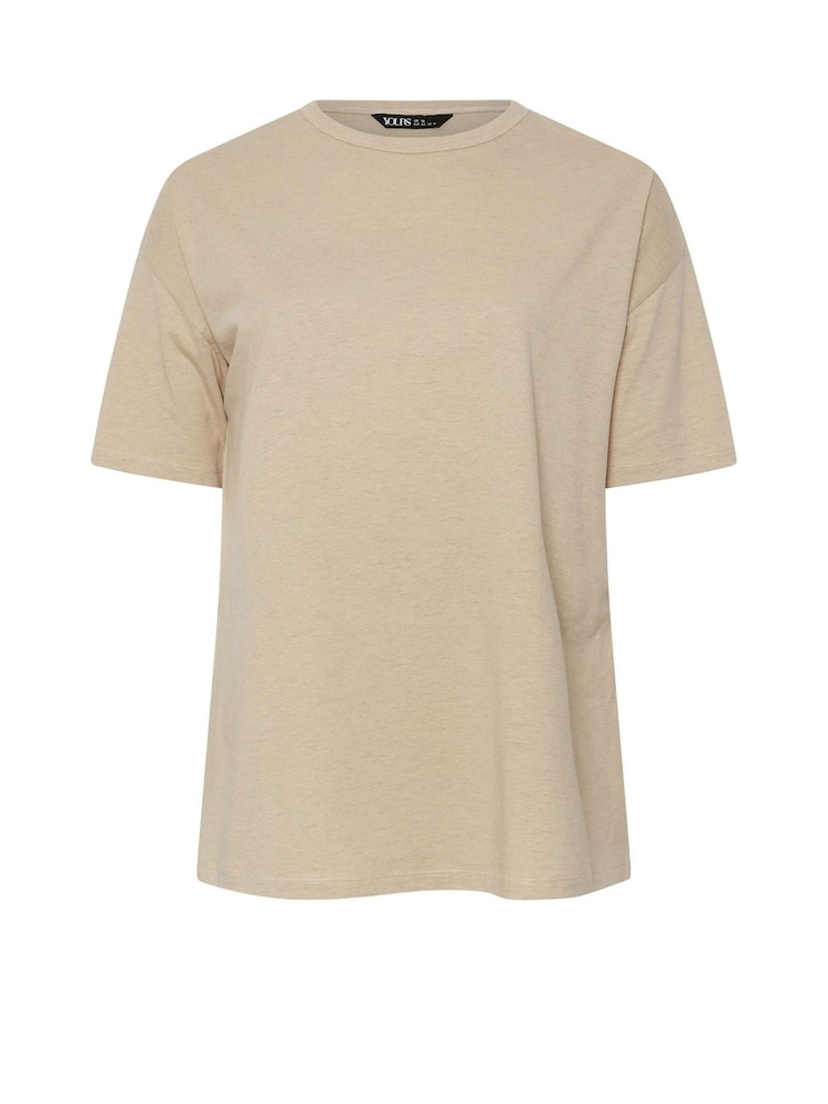 Yours Curve Natural Oversized Side Split T-Shirt - Image 5 of 5