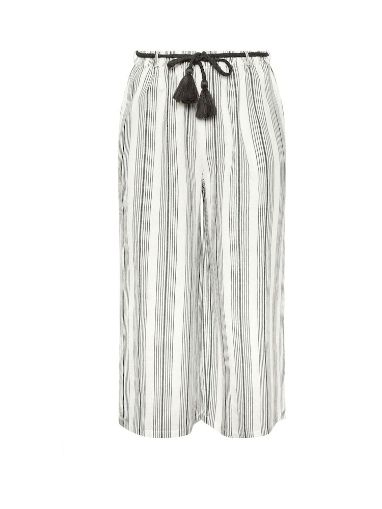 Yours Curve White Stripe Wide Leg Trousers - Image 2 of 5
