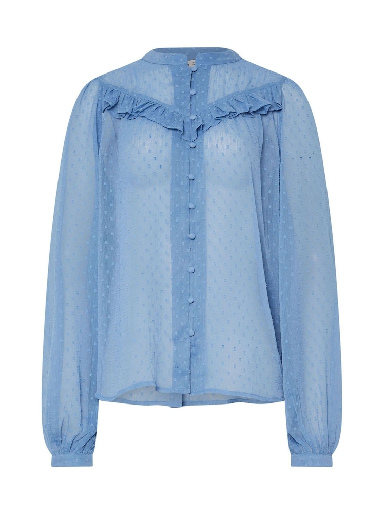 Long Tall Sally Blue Dobby Frill Blouse - Image 5 of 5