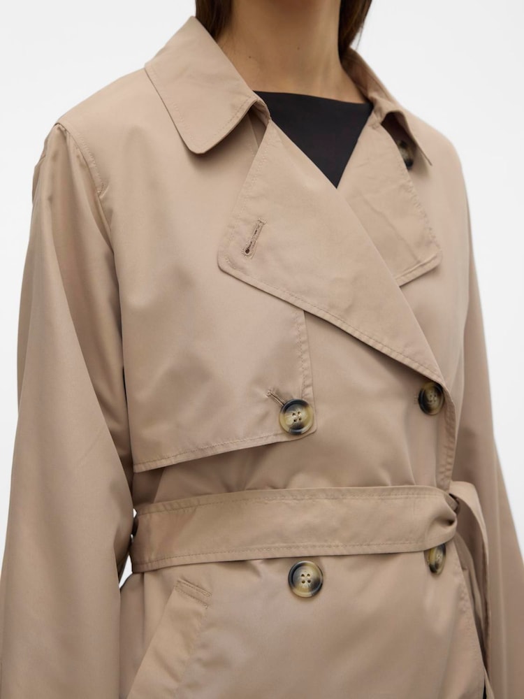 VERO MODA Brown Short Belted Trenchcoat - Image 4 of 4 VERO MODA Brown Short Belted Trenchcoat - Image 4 of 4