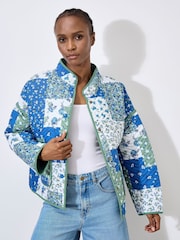 Apricot Green Patchwork Print Quilted Jacket - Image 2 of 6