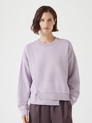Hush Purple Asymmetric Layered Washed 100% Cotton Sweatshirt - Image 1 of 5