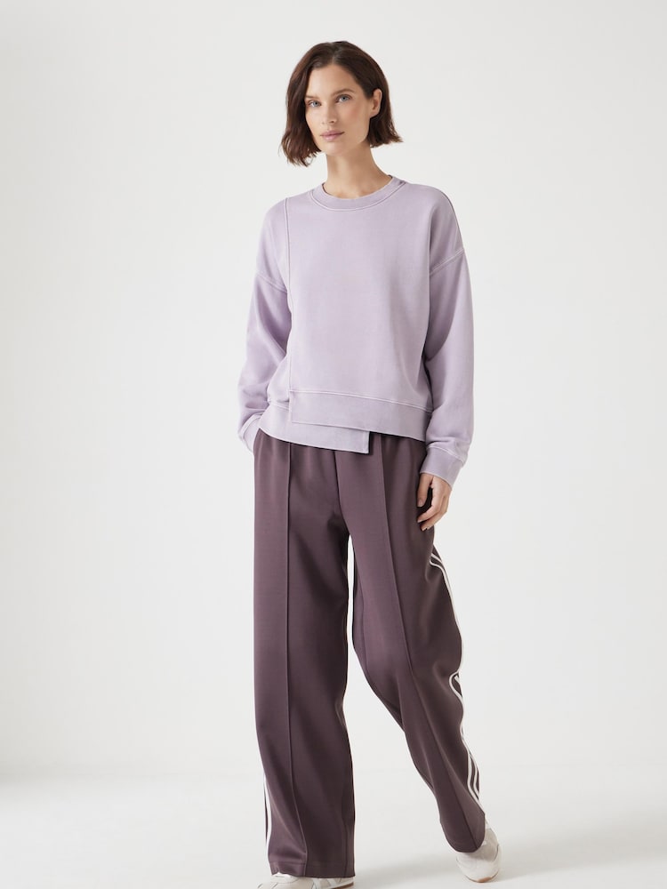 Hush Purple Asymmetric Layered Washed 100% Cotton Sweatshirt - Image 2 of 5