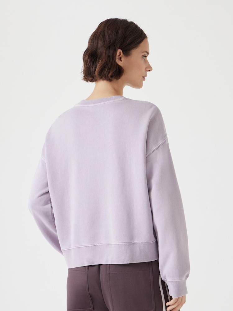 Hush Purple Asymmetric Layered Washed 100% Cotton Sweatshirt - Image 3 of 5