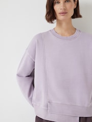 Hush Purple Asymmetric Layered Washed 100% Cotton Sweatshirt - Image 4 of 5
