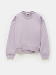 Hush Purple Asymmetric Layered Washed 100% Cotton Sweatshirt - Image 5 of 5