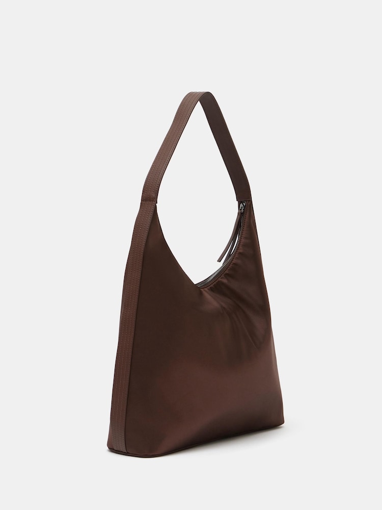 Hush Brown Satin Scoop Tote Bag - Image 2 of 4