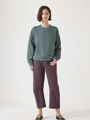 Hush Green Asymmetric Layered Washed 100% Cotton Sweatshirt - Image 2 of 5