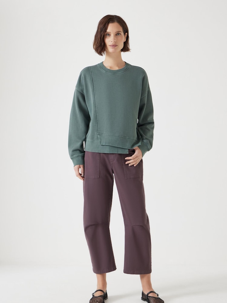 Hush Green Asymmetric Layered Washed 100% Cotton Sweatshirt - Image 2 of 5