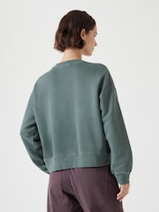 Hush Green Asymmetric Layered Washed 100% Cotton Sweatshirt - Image 3 of 5