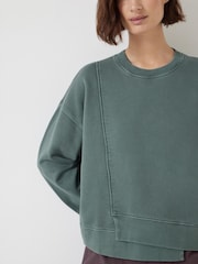 Hush Green Asymmetric Layered Washed 100% Cotton Sweatshirt - Image 4 of 5