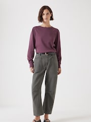 Hush Red Emily Puff Sleeve 100% Cotton Jersey Top - Image 2 of 5