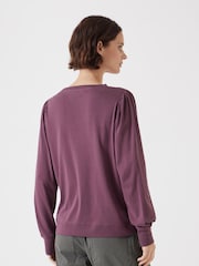 Hush Red Emily Puff Sleeve 100% Cotton Jersey Top - Image 3 of 5