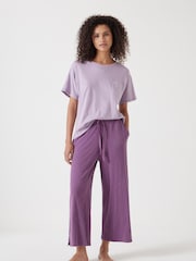 Hush Purple Mila 100% Cotton Culottes Pyjamas - Image 1 of 5