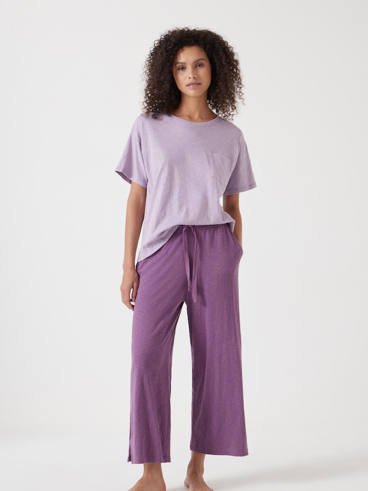 Hush Purple Mila 100% Cotton Culottes Pyjamas - Image 1 of 5