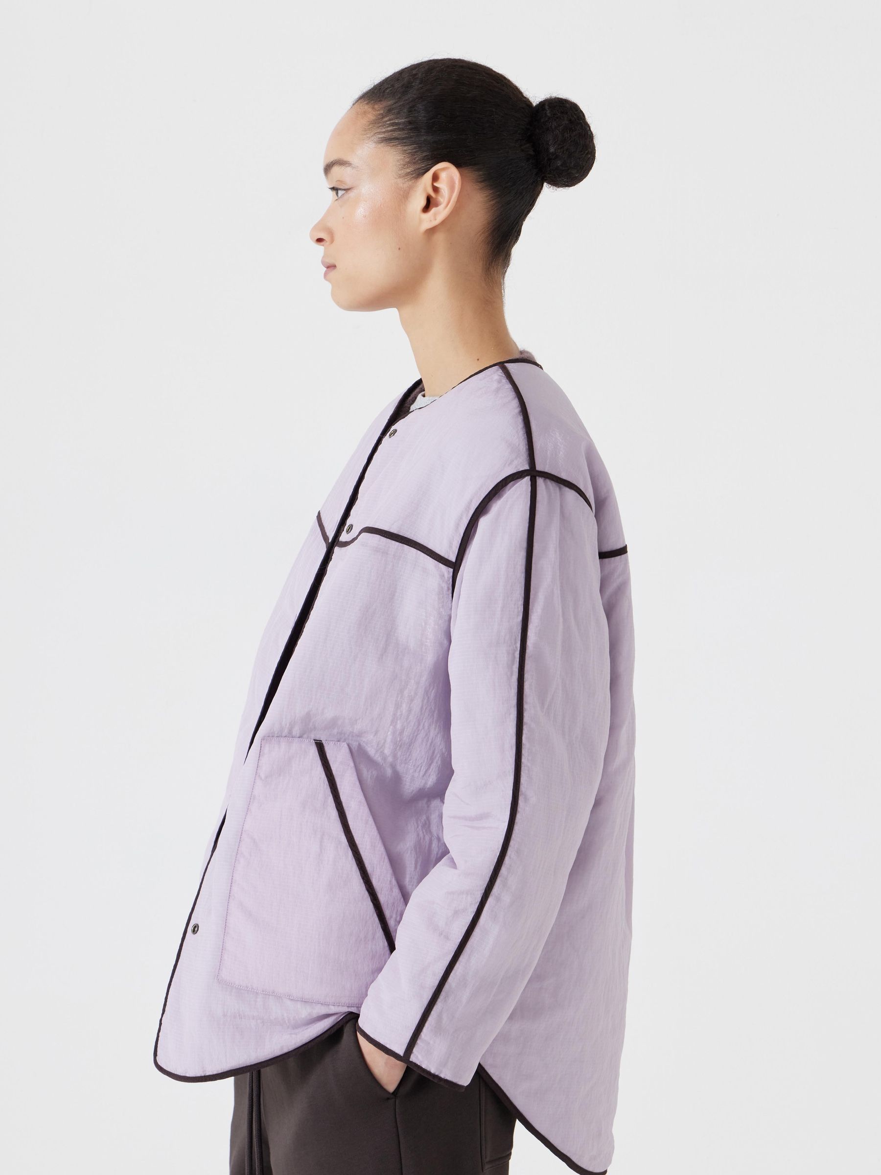 Buy Hush Lilac/Purple Anya Reversible Quilted Liner Jacket from