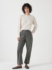 Hush Cream Emily Puff Sleeve 100% Cotton Jersey Top - Image 2 of 5