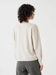 Hush Cream Emily Puff Sleeve 100% Cotton Jersey Top - Image 3 of 5