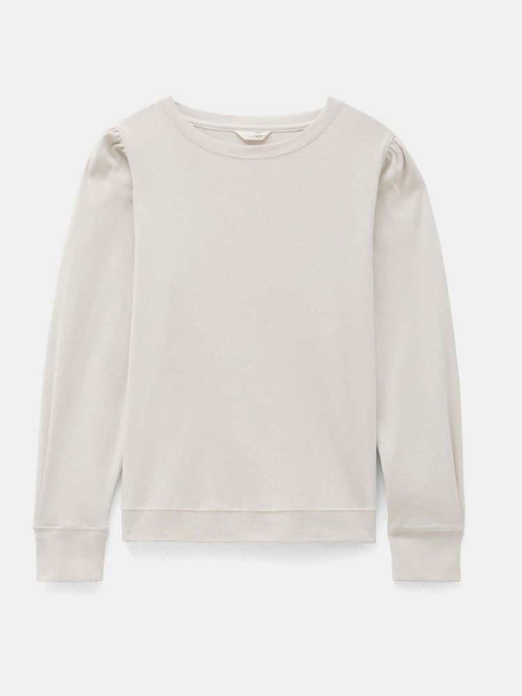 Hush Cream Emily Puff Sleeve 100% Cotton Jersey Top - Image 5 of 5