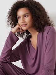 Hush Purple Nox Jersey V-Neck Pyjamas - Image 2 of 5