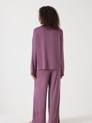Hush Purple Nox Jersey V-Neck Pyjamas - Image 3 of 5