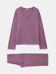 Hush Purple Nox Jersey V-Neck Pyjamas - Image 5 of 5