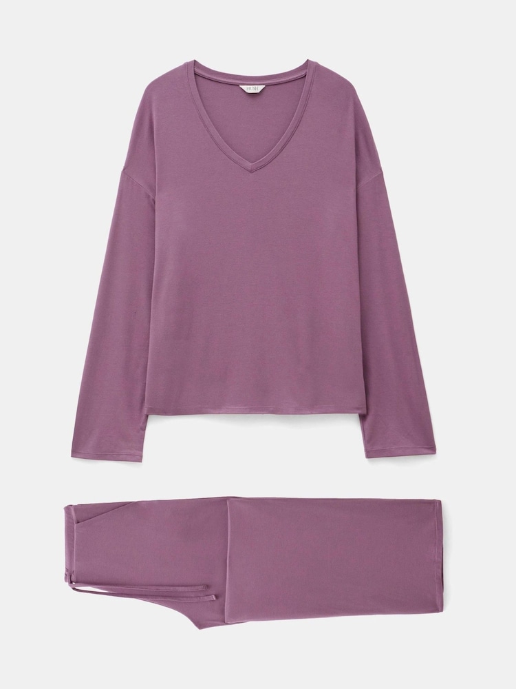 Hush Purple Nox Jersey V-Neck Pyjamas - Image 5 of 5