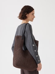 بني - Hush Satin Weave Tote Bag - صورة 1 من 7