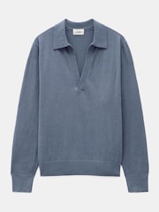 Hush Blue Open Collar Knitted Jumper - Image 5 of 5