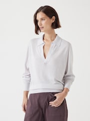 Hush Grey Open Collar Knitted Jumper - Image 1 of 5