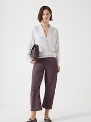 Hush Grey Open Collar Knitted Jumper - Image 2 of 5