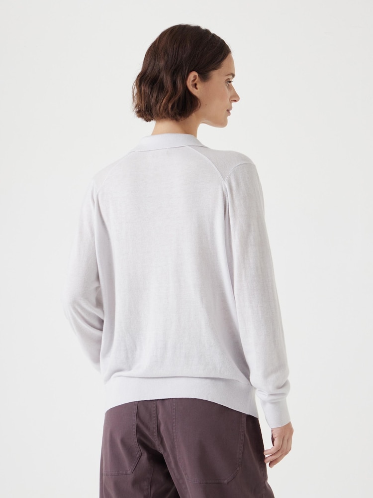 Hush Grey Open Collar Knitted Jumper - Image 3 of 5