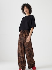 Hush Animal Print Petunia Wide Leg Grey Trousers - Image 1 of 5