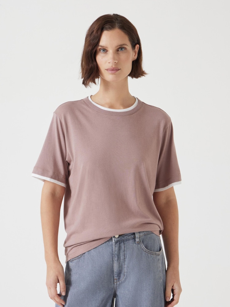 Hush Pink Contrast Layer T-Shirt - Image 1 of 5