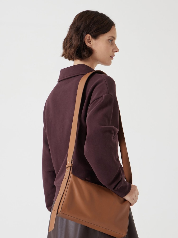Hush Brown 100% Cotton Cleo Minimal Leather Cross-Body Bag - Image 4 of 4