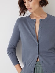 Hush Grey Slim Button Through Knitted Cardigan - Image 3 of 5