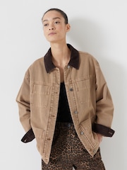 Hush Brown 100% Cotton Corduroy Collar Jacket - Image 1 of 5