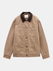 Hush Brown 100% Cotton Corduroy Collar Jacket - Image 5 of 5