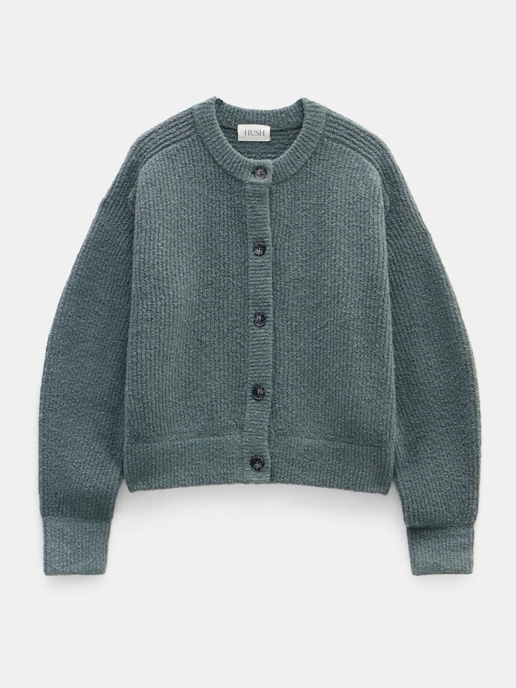 Hush Green Button Front Rib Cardigan - Image 5 of 6