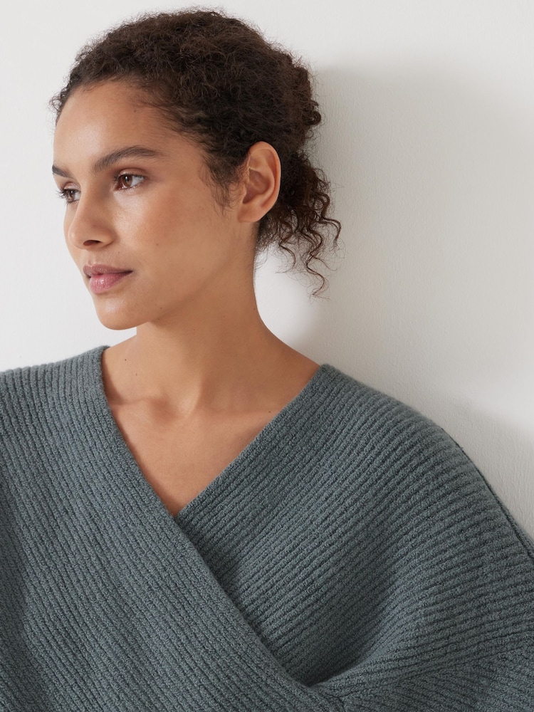 Hush Green Bronte Cross Front Knit Jumper - Image 3 of 5