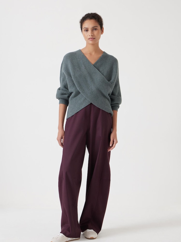 Hush Green Bronte Cross Front Knit Jumper - Image 4 of 5