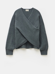 Hush Green Bronte Cross Front Knit Jumper - Image 5 of 5