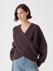 Hush Brown Bronte Cross Front Knit Jumper - Image 1 of 5