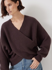 Hush Brown Bronte Cross Front Knit Jumper - Image 4 of 5
