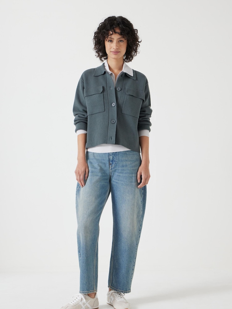 Hush Green Knitted Button Through Shirt Jacket - Image 2 of 5