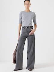 Hush Grey Slim Fit Ribbed T-Shirt - Image 1 of 5