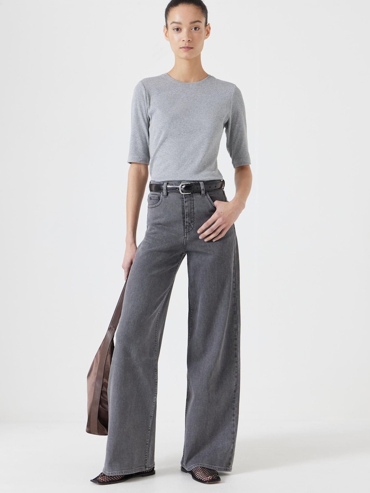 Hush Grey Slim Fit Ribbed T-Shirt - Image 1 of 5