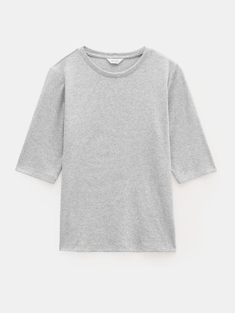 Hush Grey Slim Fit Ribbed T-Shirt - Image 2 of 5